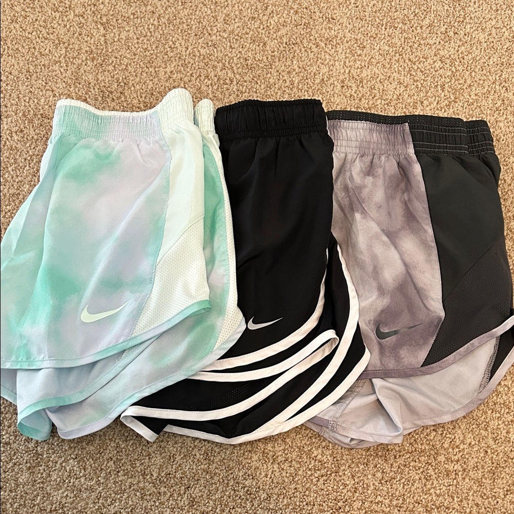 Nike Women's Running Shorts Trio - Mint, Black, Gray Tie-Dye